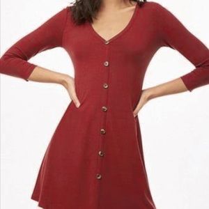 Long Sleeve Ribbed V-neck Mini dress